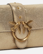 Pinko Mini Love Bag Suede Glitter Crossbody Bag Gold/Sand Antique Gold