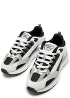 Cleens Hyper Runner Panelled Mesh Sneakers White And Black