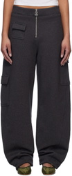 GANNI Gray Heavy Fleece Cargo Lounge Pants