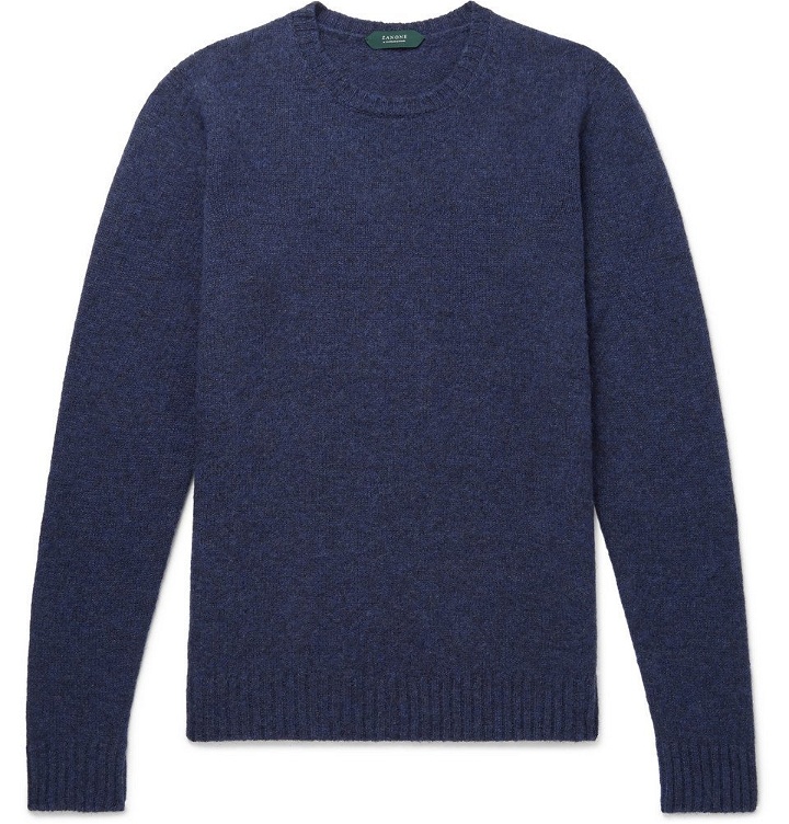 Photo: Incotex - Brushed Virgin Wool Sweater - Men - Blue
