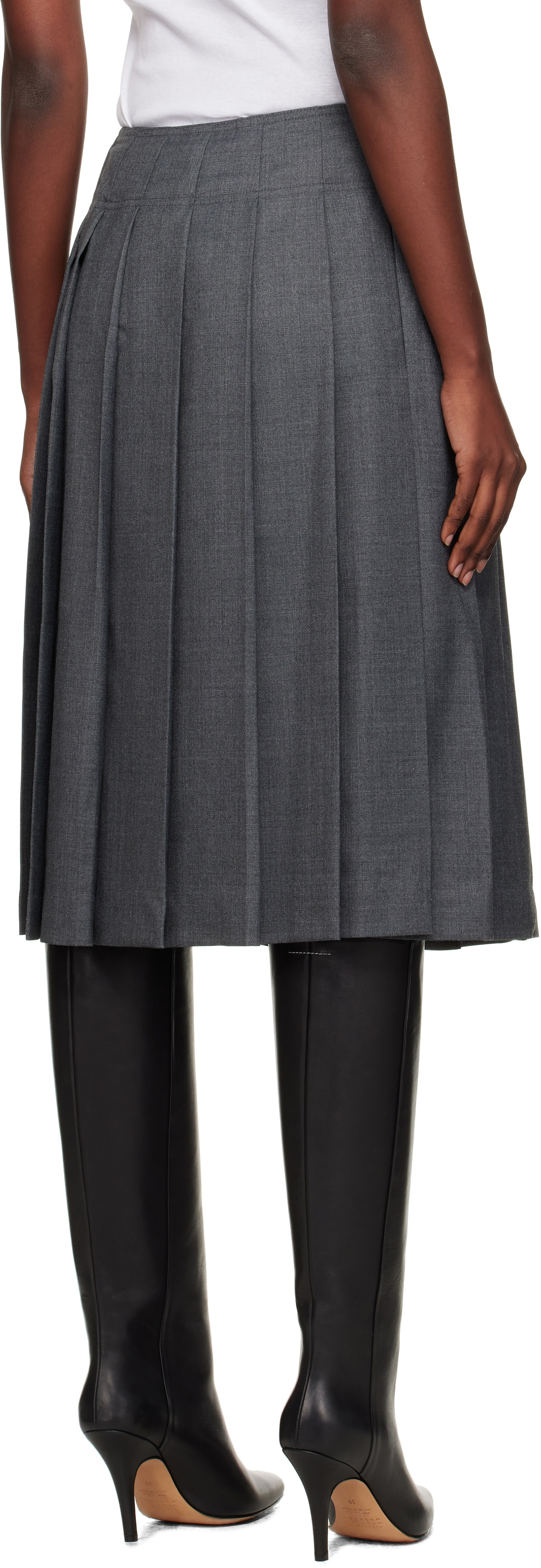Nothing Written Gray Wool Pleated Midi Skirt