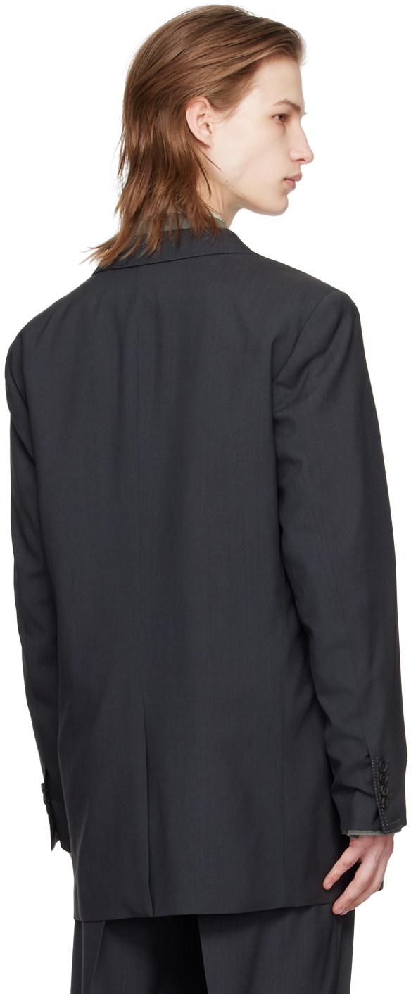 YOKE Black Contrast Stitch Blazer