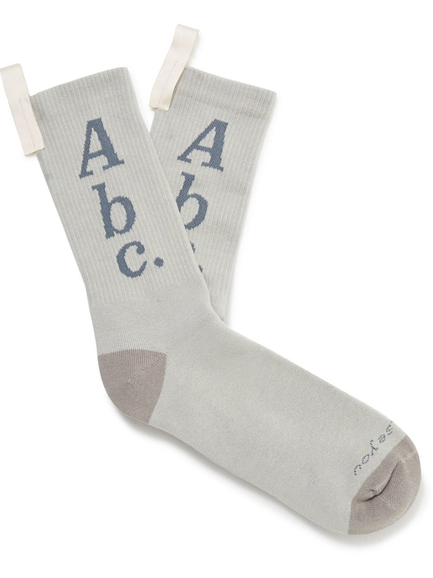 Photo: Abc. 123. - Logo-Jacquard Ribbed Cotton-Blend Socks - Gray