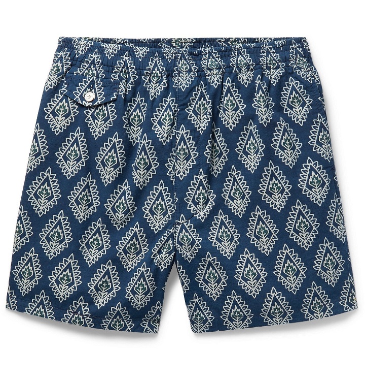 Photo: Beams Plus - Printed Cotton Shorts - Blue