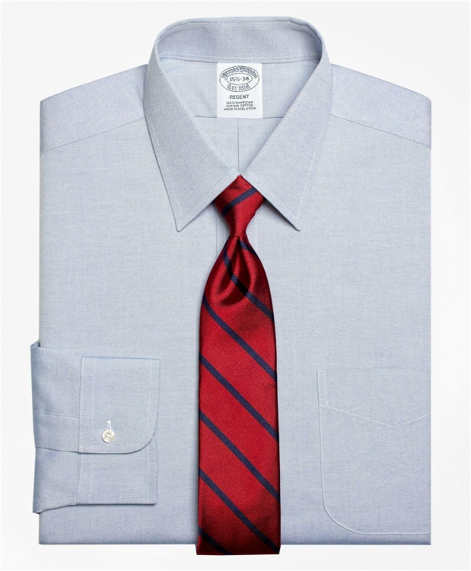 Photo: Brooks Brothers Men's Regent Regular-Fit Dress Shirt, Forward Point Collar | Blue