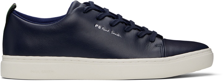 Photo: PS by Paul Smith Navy Leather Lee Sneakers