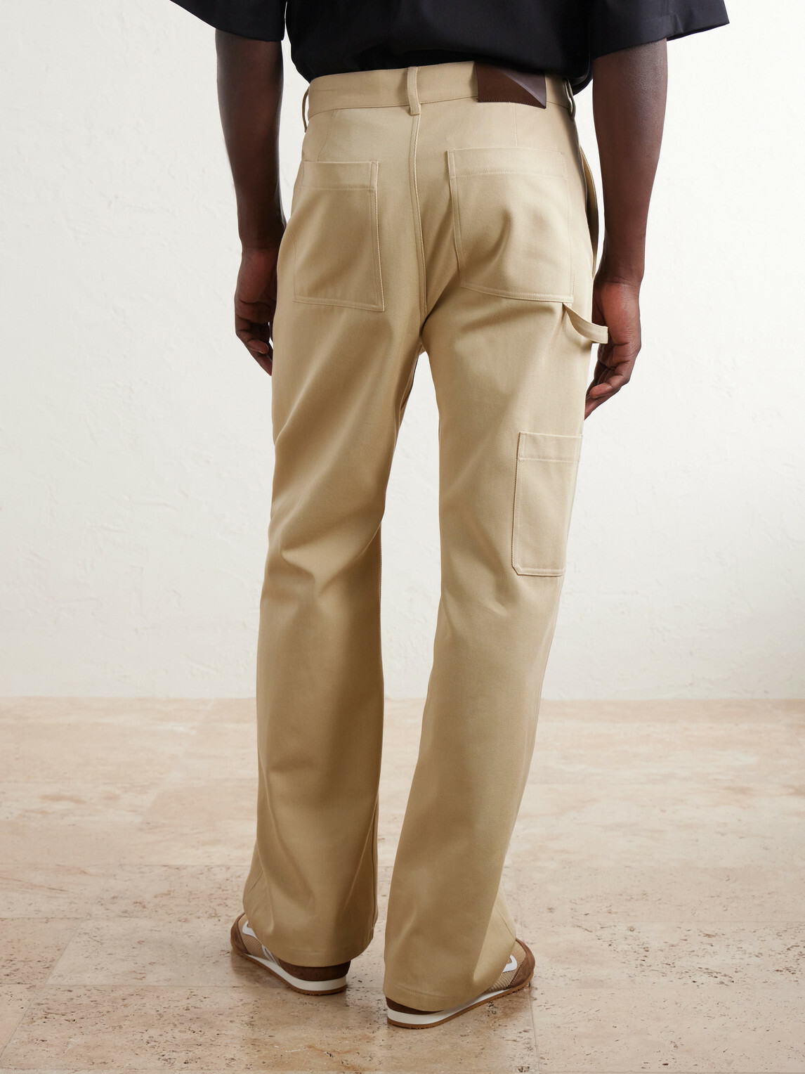 LOEWE - Logo-Embroidered Wide-Leg Cotton-Blend Drill Trousers - Neutrals