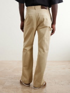 LOEWE - Logo-Embroidered Wide-Leg Cotton-Blend Drill Trousers - Neutrals