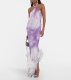 Giuseppe di Morabito Feather-trimmed tie-dye maxi dress