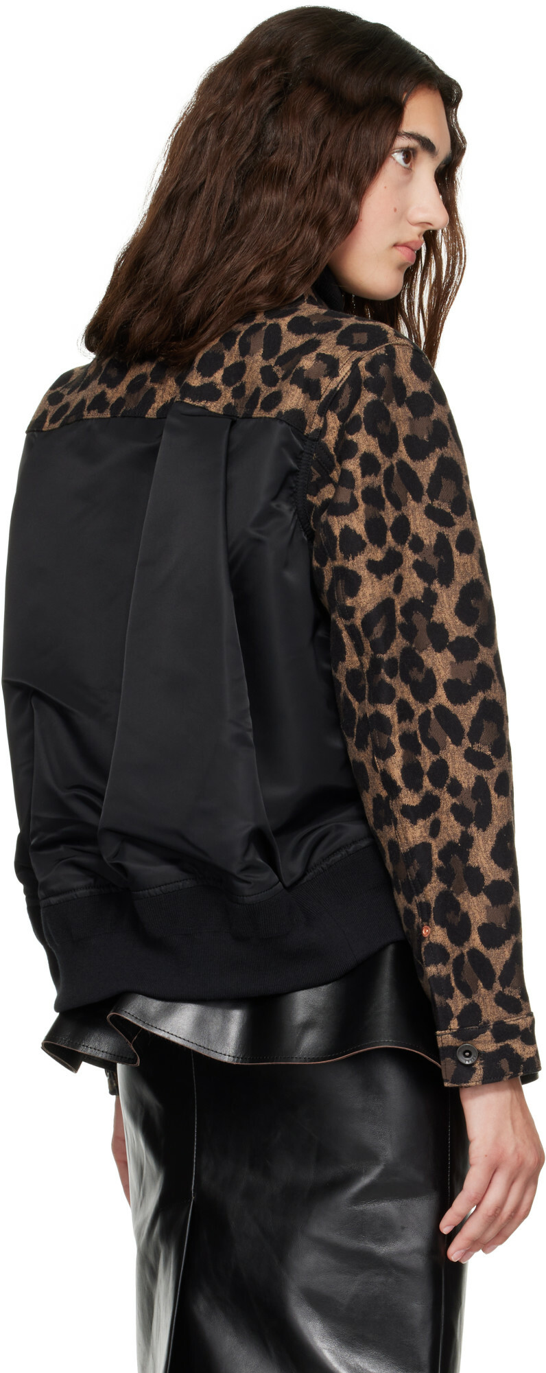sacai Beige Leopard x Nylon Twill Jacket