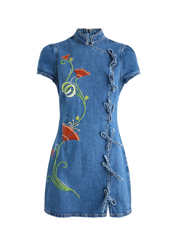 Photo: Kitri Harlow Floral-embroidered Denim Mini Dress