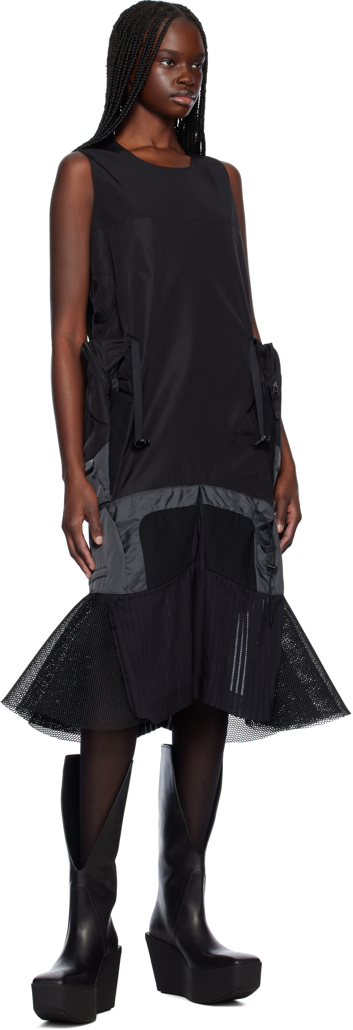 Junya Watanabe Black Paneled Midi Dress Junya Watanabe