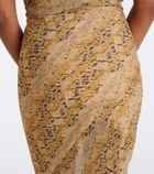 De La Vali Oryx snake-print georgette maxi skirt