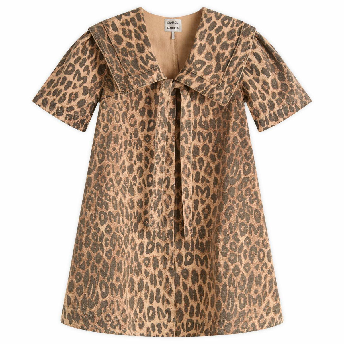 Damson Madder Women's Goldie Mini Dress in Leopard Damson Madder