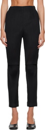 ISSEY MIYAKE Black Sheer Split Pleats Trousers