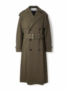 AMI PARIS - Double-Breasted Belted Virgin Wool-Gabardine Trench Coat - Green