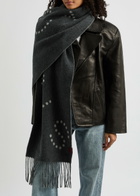 Stella Mccartney Logo-intarsia Reversible Wool Scarf - Grey - One Size