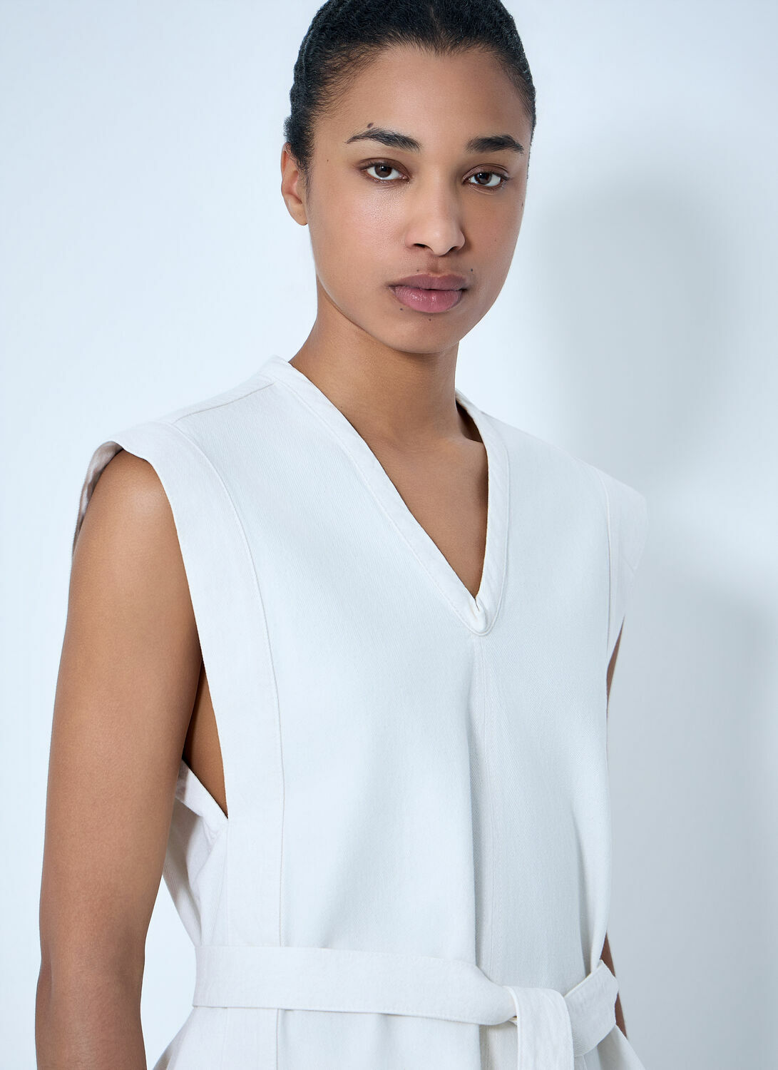 Lemaire Sleeveless V-Neck Top with Belted Waist