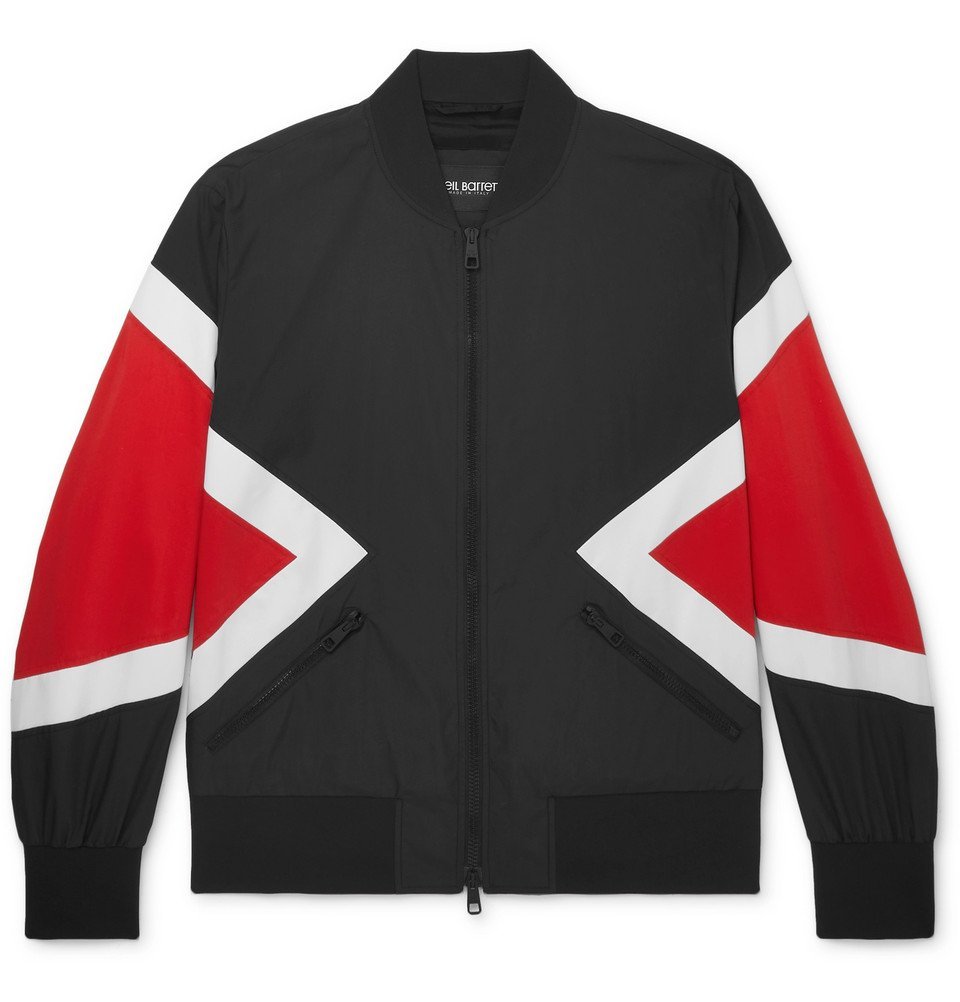 Neil Barrett - Colour-Block Cotton-Blend Bomber Jacket - Men - Black