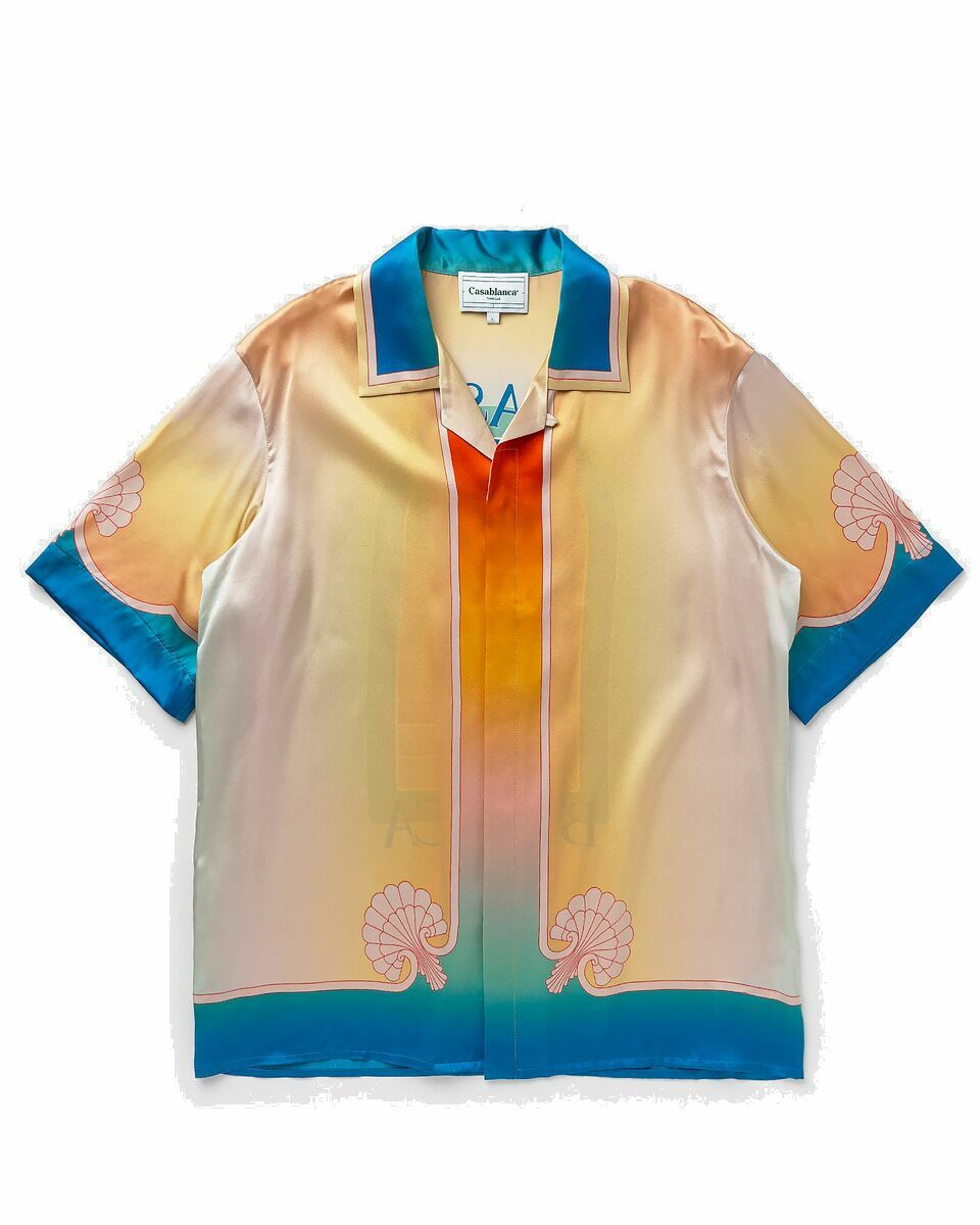 Photo: Casablanca Cuban Collar Short Sleeve Shirt Orange - Mens - Longsleeves