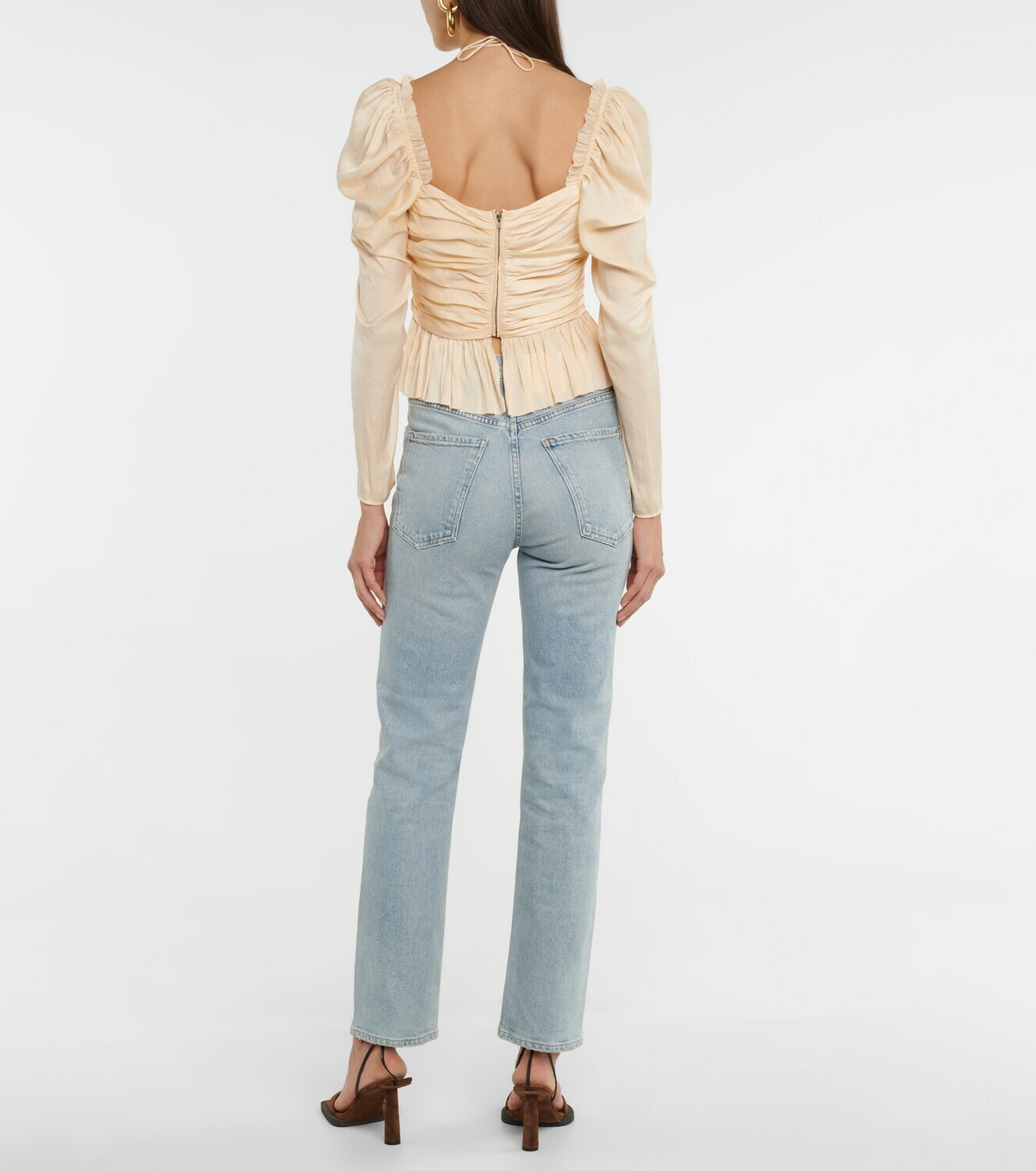 Ulla Johnson Mirelle ruched satin halterneck top