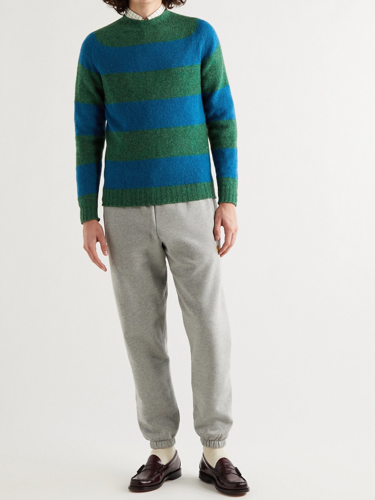 AIMÉ LEON DORE - Drake's Striped Wool Sweater - Green