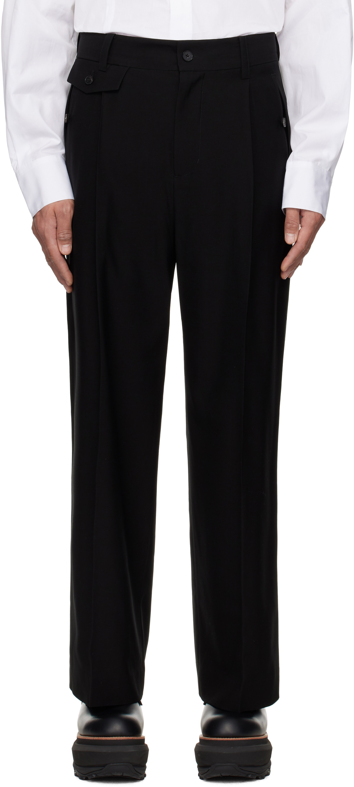 Feng Chen Wang Black Deconstructed Patchwork Trousers Feng Chen Wang