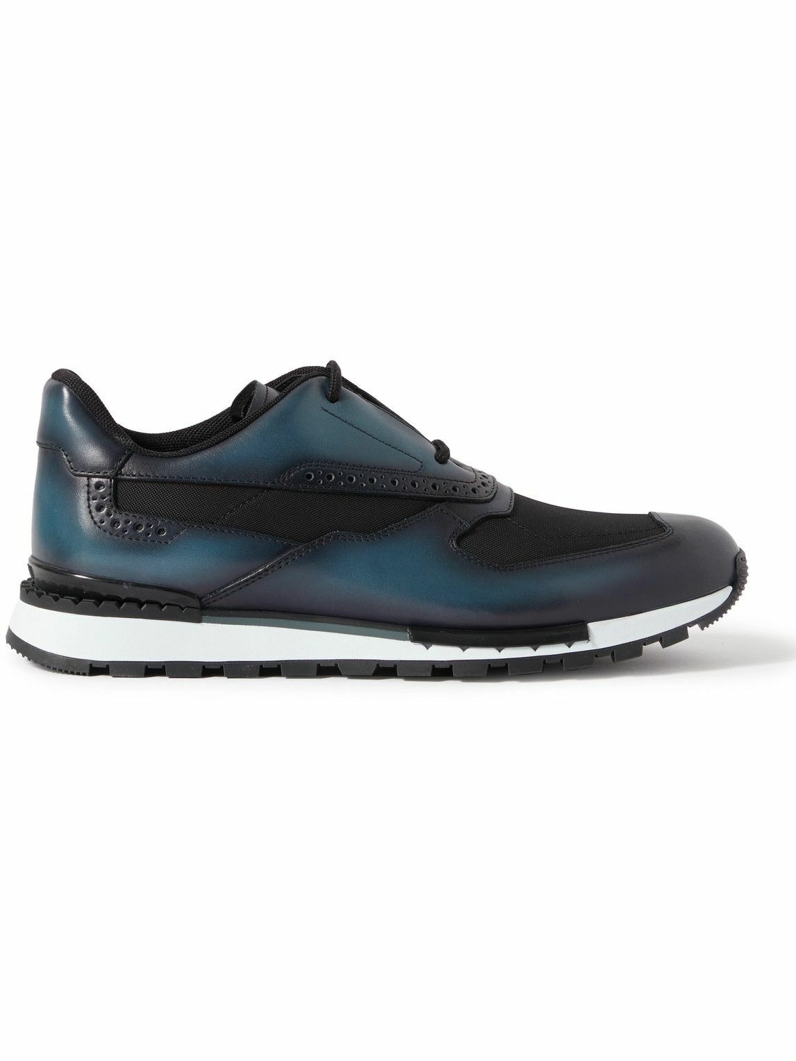Berluti - Fast Track Venezia Leather and Shell Sneakers - Blue Berluti