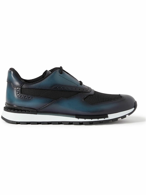 Photo: Berluti - Fast Track Venezia Leather and Shell Sneakers - Blue