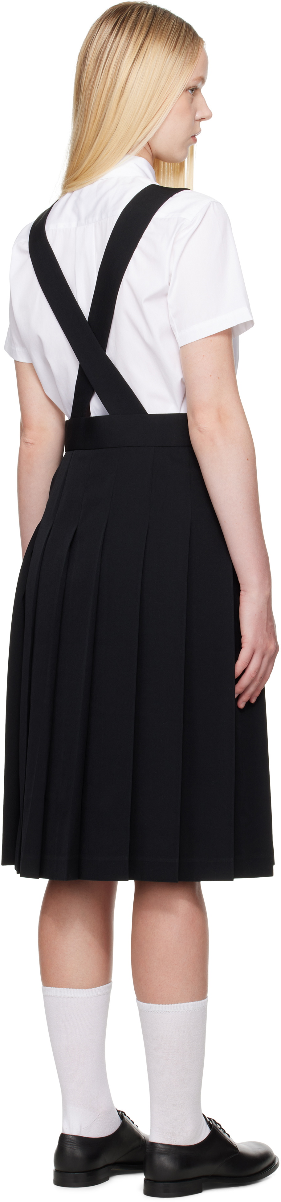 Comme des Garçons Girl Black Pleated Pinafore Midi Skirt