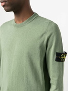 STONE ISLAND - Logo Cotton Crewneck Sweatshirt