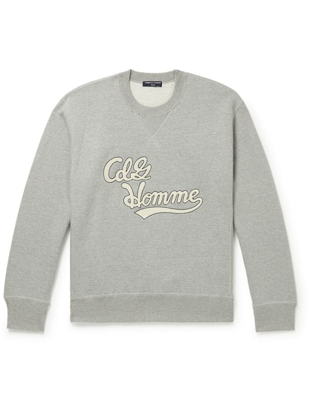 Photo: Comme des Garçons HOMME - Logo-Appliquéd Cotton-Jersey Sweatshirt - Gray