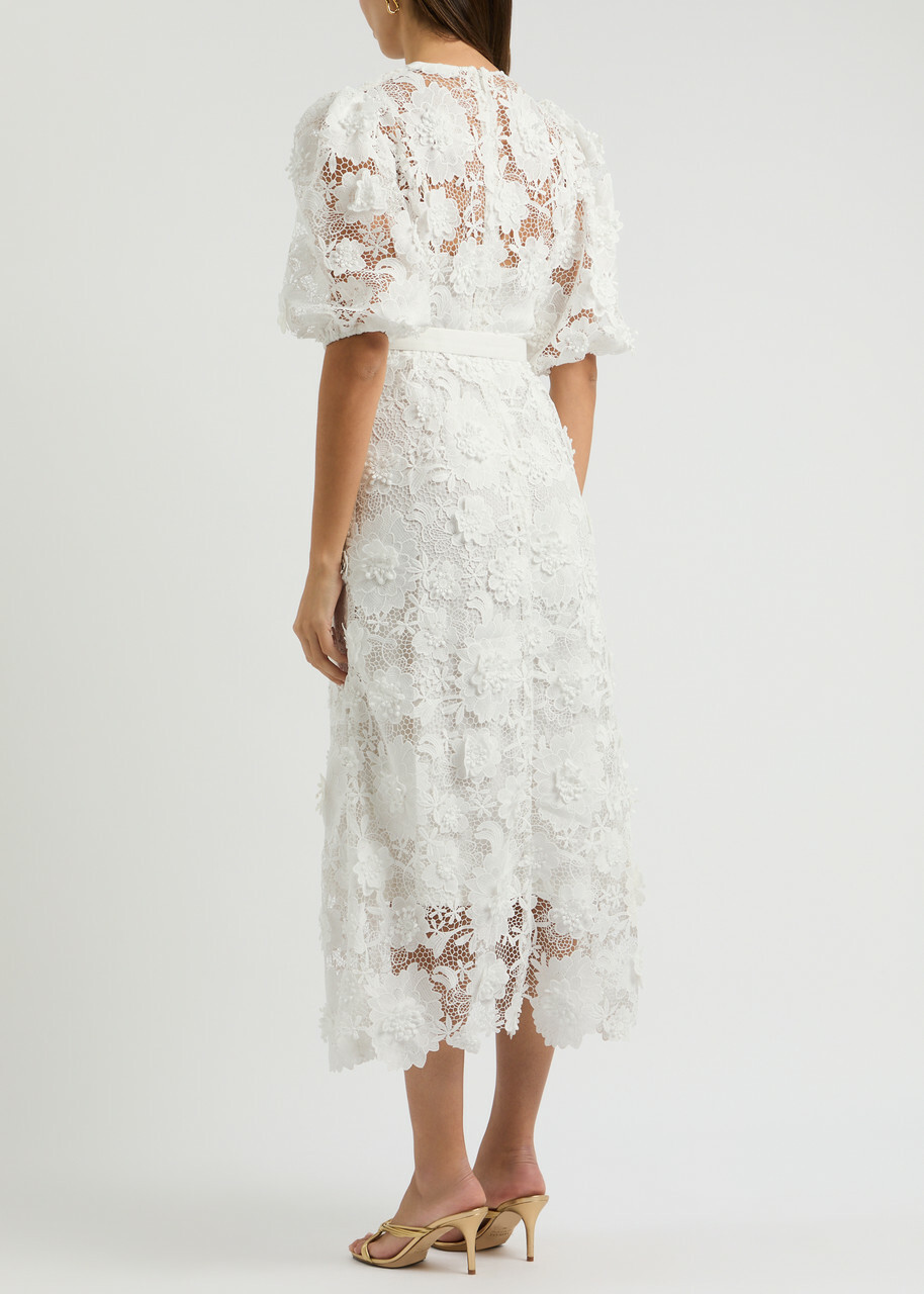 【Zimmermann】Halliday floral lace midi dress Zimmermann Halliday Floral Lace Midi Dress Ivory Zimmermann