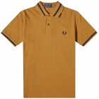Fred Perry Men's Single Tipped Polo Shirt in Dark Caramel/Navy