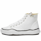Maison MIHARA YASUHIRO Men's Peterson High Original Sole Rubber Painted Canvas High-Top Sneakers in White