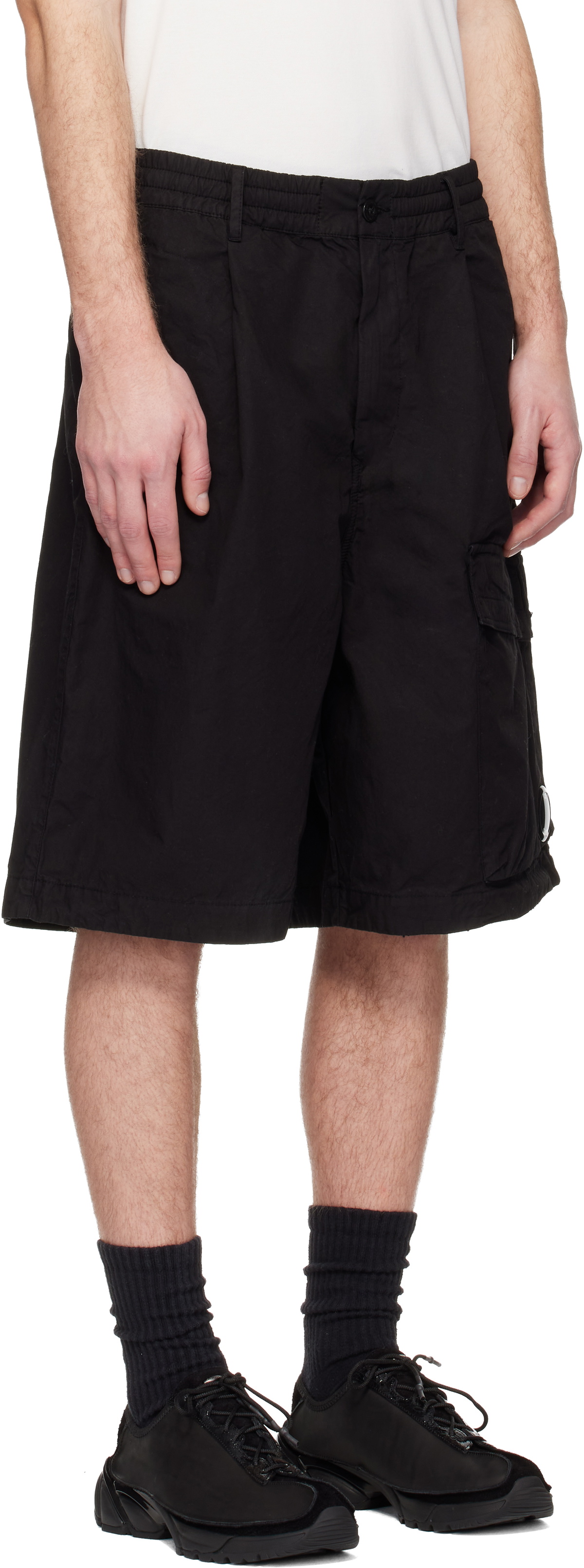 C.P. Company Black Micro-Reps Boxy Lens Shorts