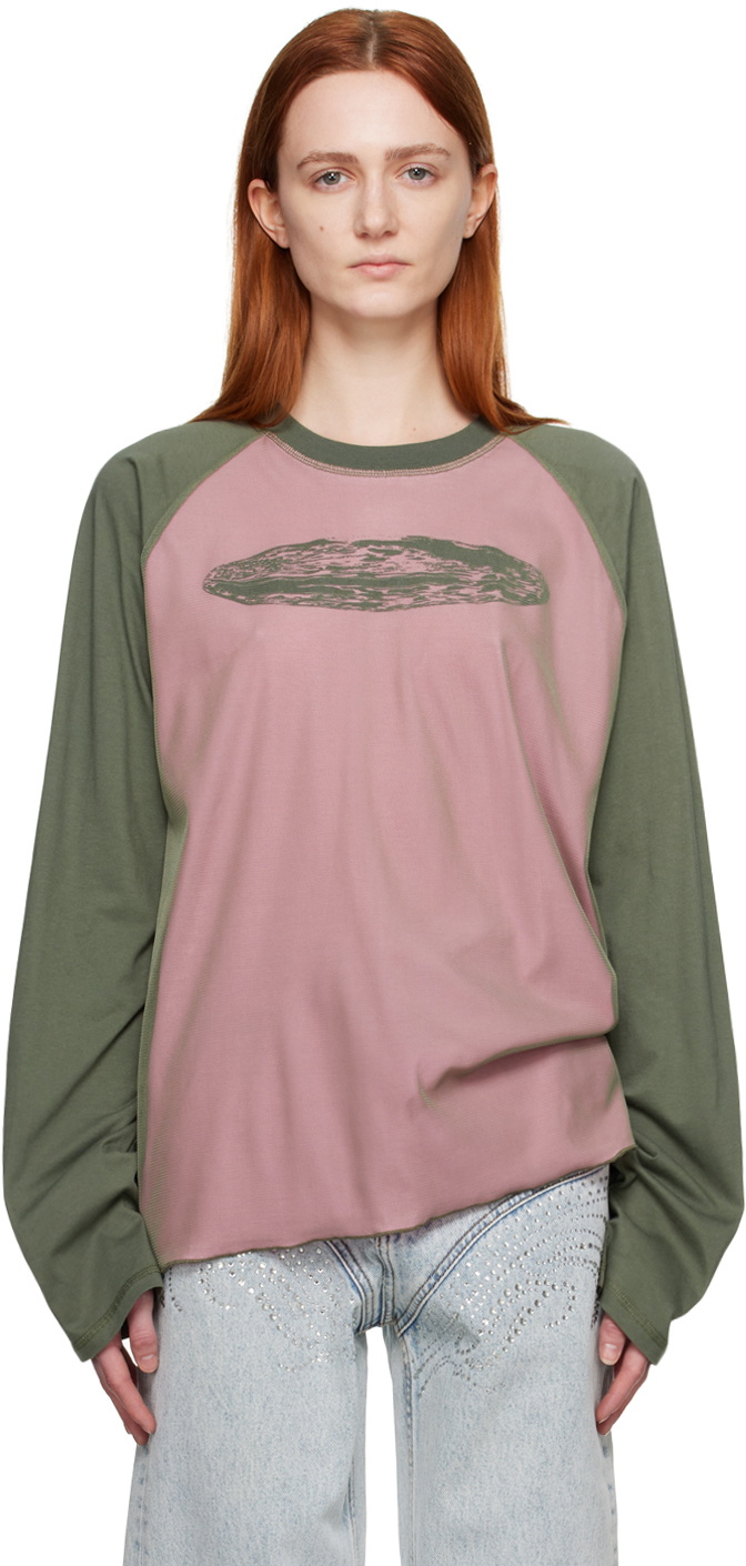 Serapis Pink & Green Globe Reversible Long Sleeve T-Shirt
