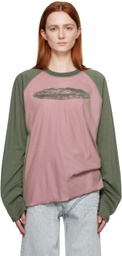 Serapis Pink & Green Globe Reversible Long Sleeve T-Shirt