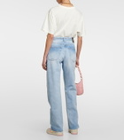 Gucci - Embroidered wide-leg denim jeans
