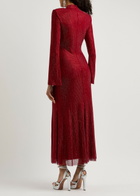 Self-portrait Crystal-embellished Mesh Midi Dress Red