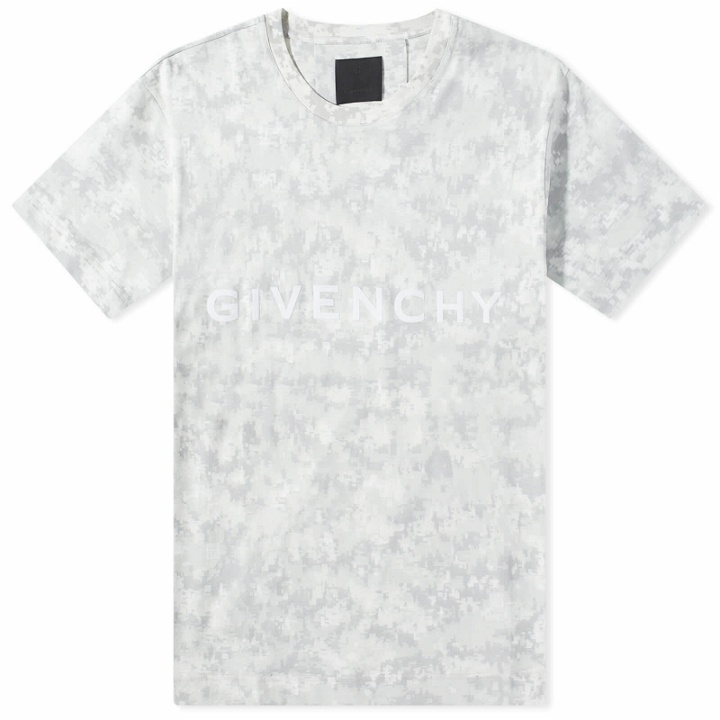 Photo: Givenchy Men's Digital Camo Logo T-Shirt in Pearl Grey