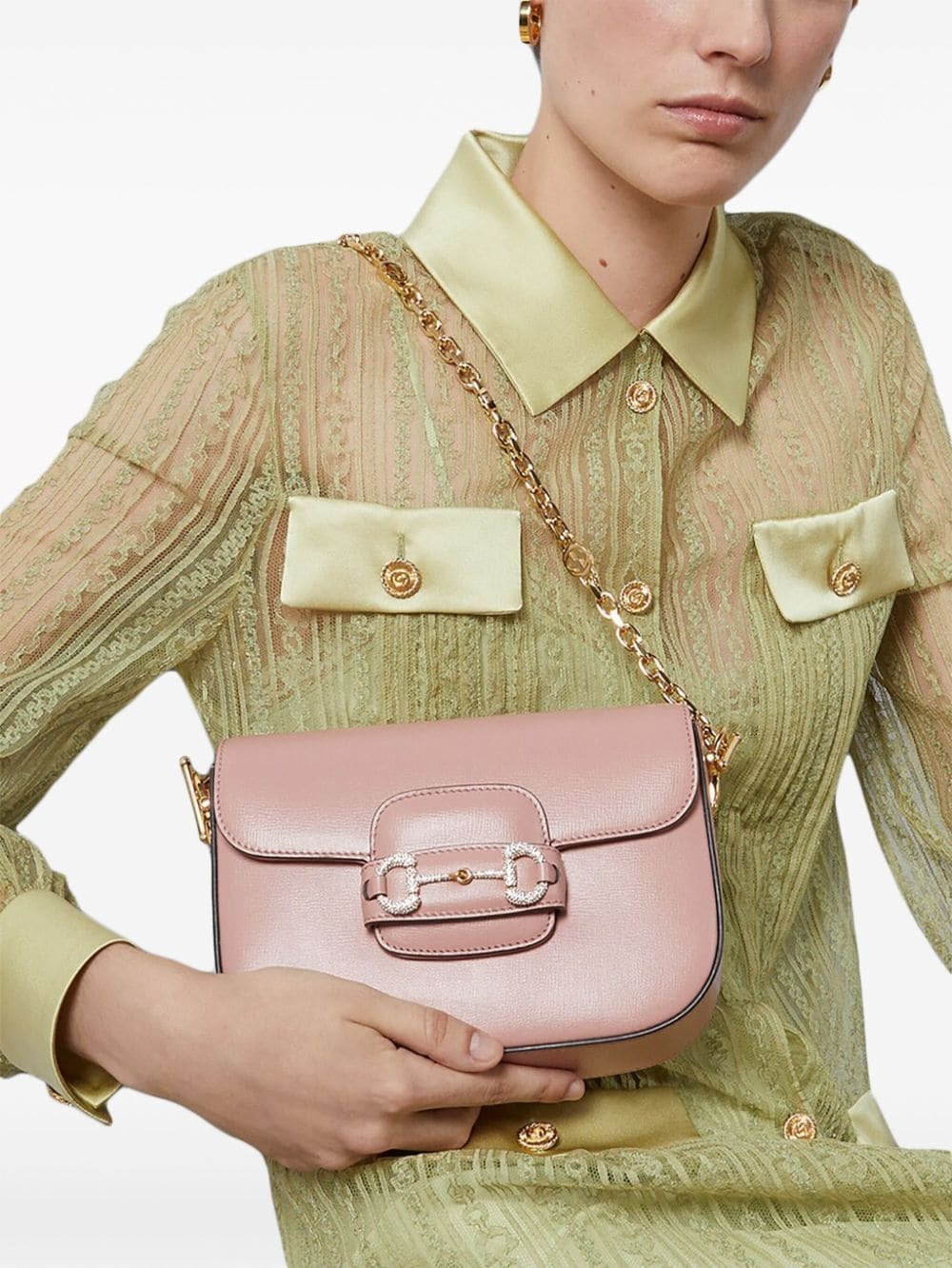 ハンドバッグ GUCCI Pink Leather Mini Gucci Horsebit 1955 Gucci Mini Horsebit 1955 Tote Bag | Pink | FARFETCH
