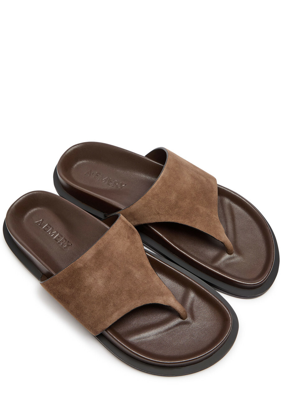 A.emery Imara Suede Flip Flops Brown