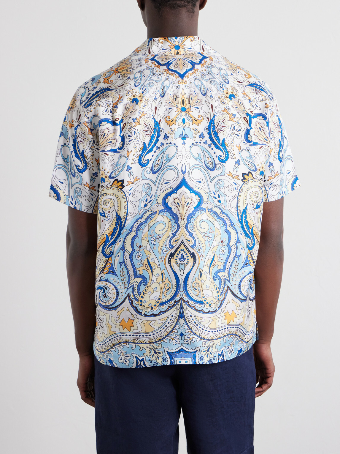 Orlebar Brown - Maitan Camp-Collar Printed Silk-Satin Shirt - Blue