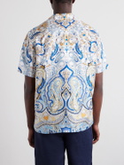 Orlebar Brown - Maitan Camp-Collar Printed Silk-Satin Shirt - Blue