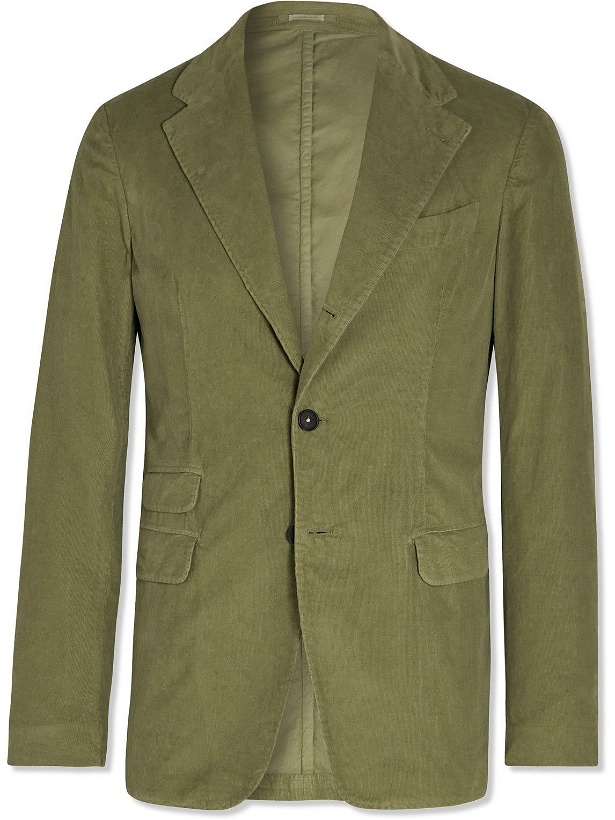 Photo: Massimo Alba - Slim-Fit Cotton-Corduroy Suit Jacket - Green