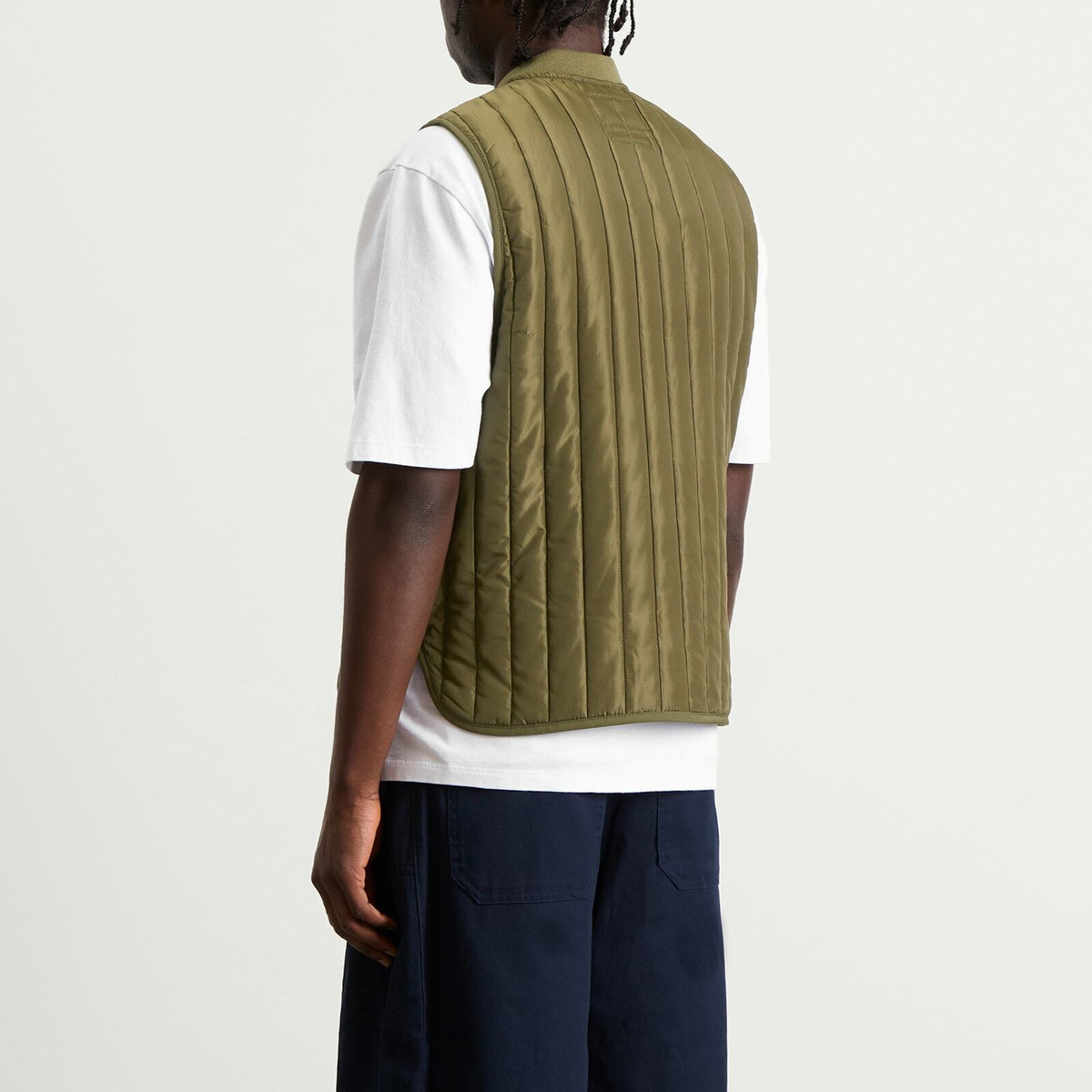 FrizmWORKS Men's Stripe Quilted Mil Liner Vest in Olive