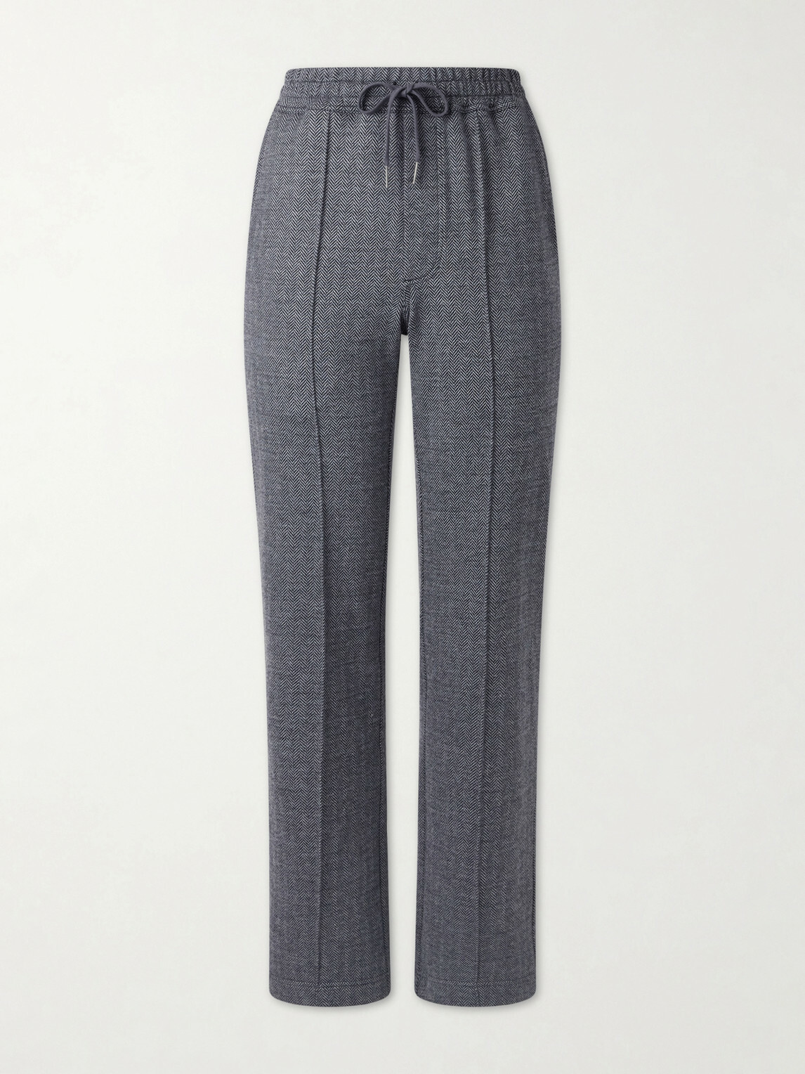TOM FORD - Straight-Leg Herringbone Cotton, Wool and Silk-Blend Drawstring Trousers - Gray