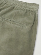 Brunello Cucinelli - Straight-Leg Pleated Cotton-Corduroy Drawstring Trousers - Green