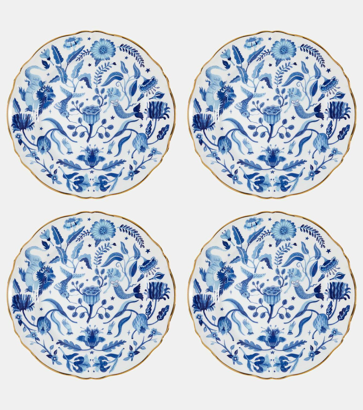 Bitossi Marino set of 4 porcelain dinner plates